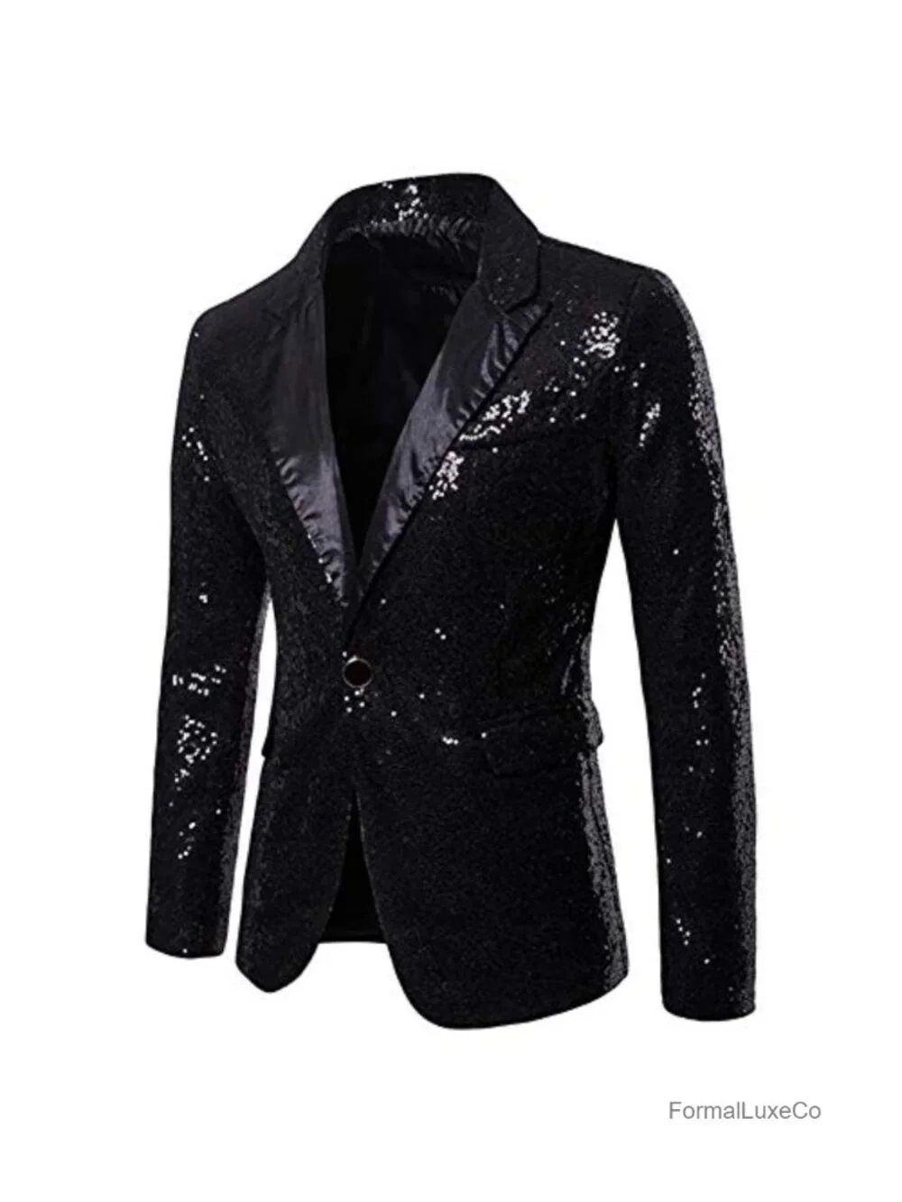 Sequin One Button Blazer for Men Party Festival Tuxedo Sport Coat